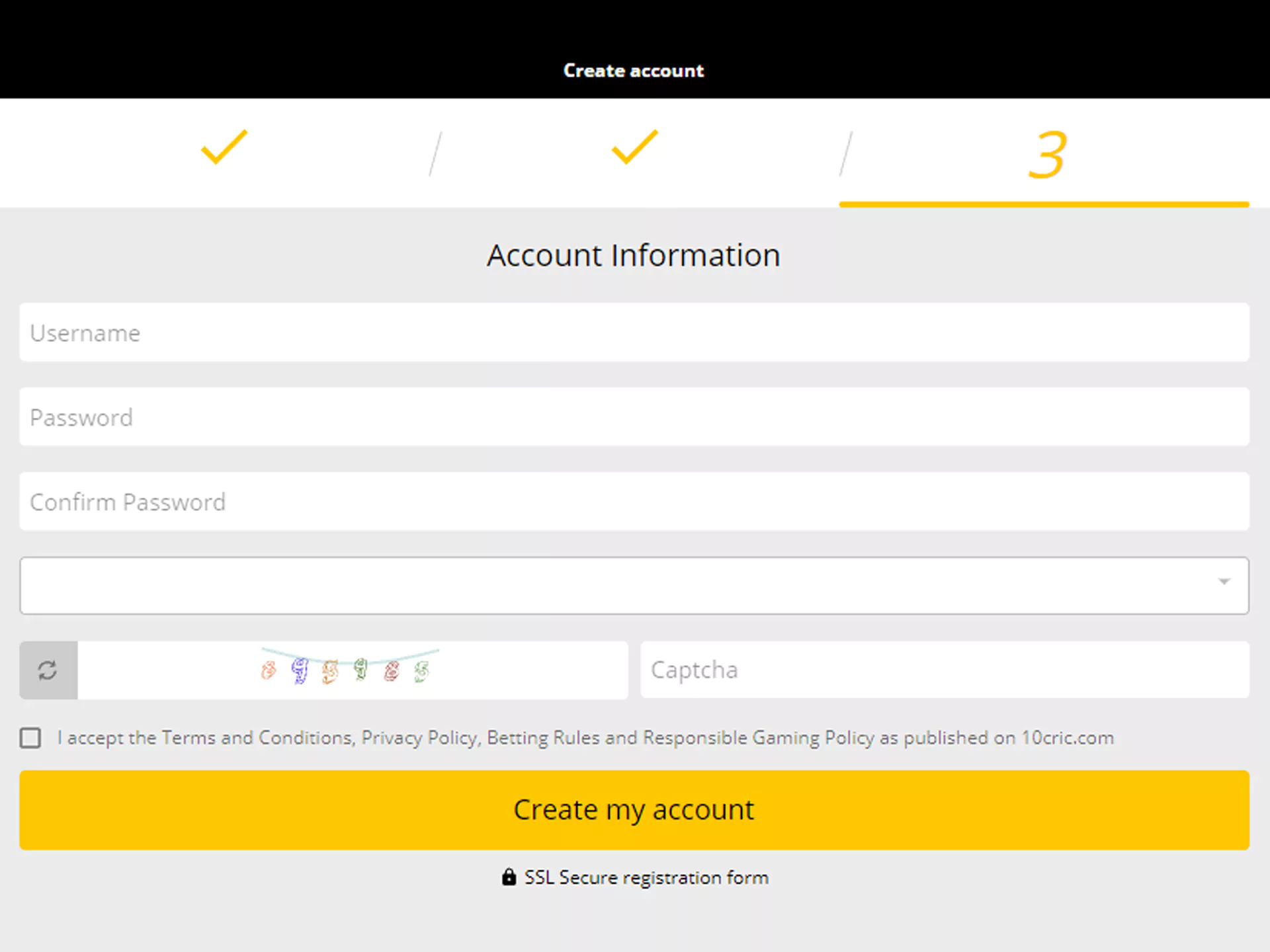 Confirm email address and other fields.
