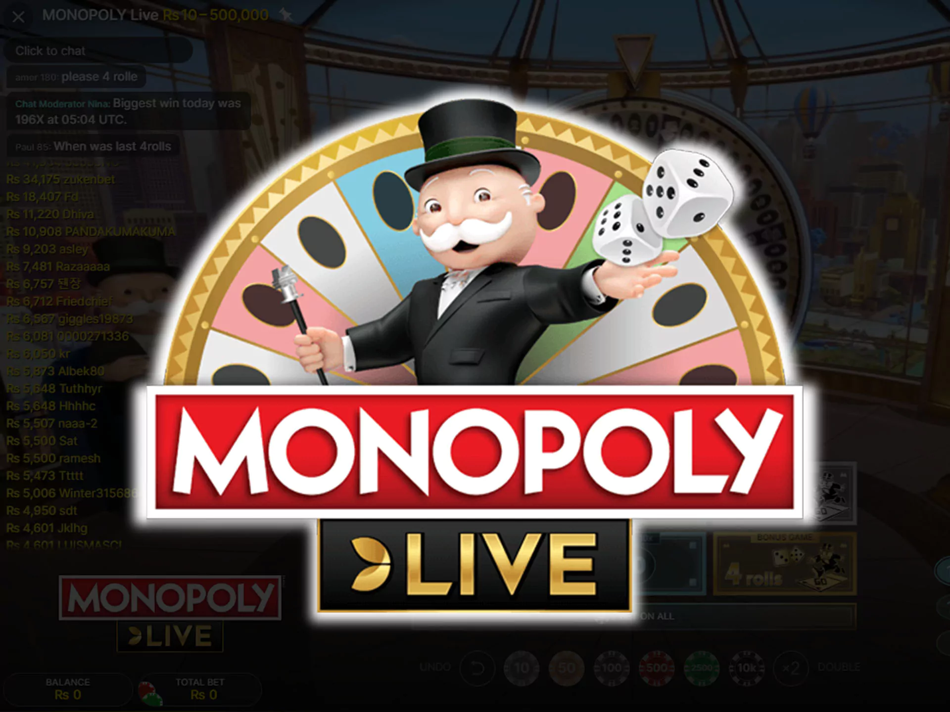 10Cric casino supports the game Live Monopoly.