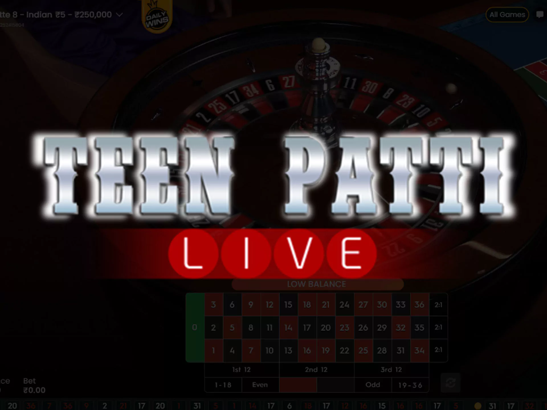 10Cric casino supports the game Teen Patti.
