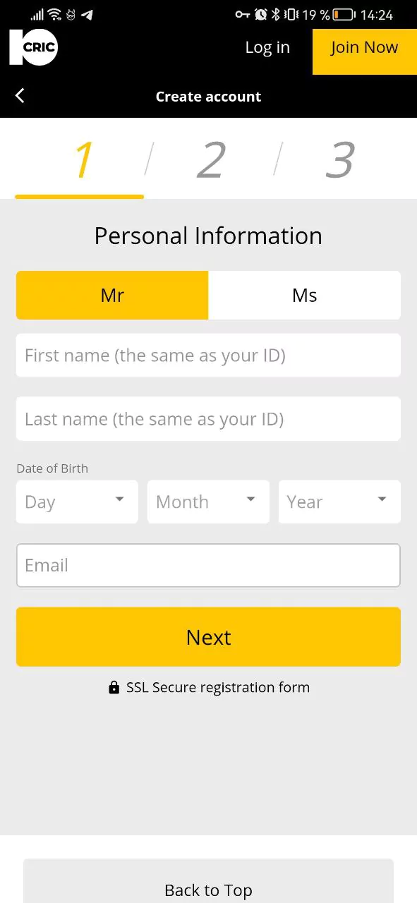 Register a new account.
